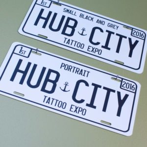 The Ace and Sword Tattoo Parlour Etobicoke Longbranch Toronto Dave license plate awards