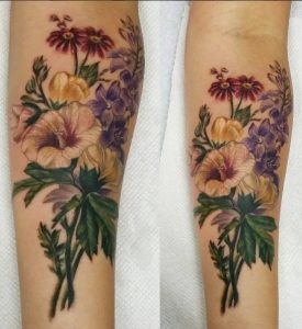 The Ace and Sword Tattoo Parlour Etobicoke Longbranch Toronto Tattoo by Laura-Bunch of flowers